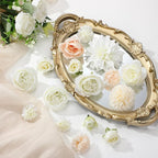 Zeyune 12 Bundles Artificial Peonies Flowers Artificial Silk Rose Faux Dahlia Fake Chamomile Hydrangea Bouquet Bulk for Vase Home Wedding Centerpiece Party Decoration(Cream White,Classic)
