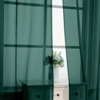 OVZME Hunter Green Sheer Curtains 96 Inches Long 2 Panels - Soft Light Filtering Window Sheer Panels for Living Room/Bedroom, Top Dual Rod Pocket, 1 Pair, Each 42Wx96L Inches