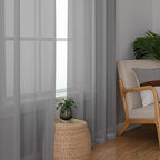 Chyhomenyc Charcoal Grey Sheer Curtains 108 Inch Length 2 Panels, Extra Long Light Filtering Solid Voile Window Drapes for Patio/Living Room/Wedding/Party Ceremony, 2 Panels, 9FT Length