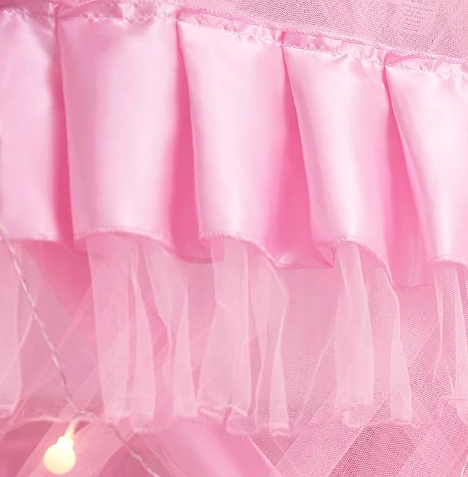 Mengersi Canopy Bed Curtains Queen Size,Bed Canopy for Girls Princess Bed Canopies Drapes Mosquito Net -Bedroom Decor,Pink