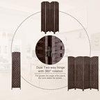 Rose Home Fashion 6 ft Tall Room Divider, Room Dividers and Folding Privacy Screens, 15.7in Privacy Screen 4 Panel Partition Temporary Wall Separation for Private, Brown