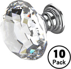 Alzassbg 10 Pack Clear Crystal Drawer Knobs, 1-1/5 Inch(30mm) Diameter Cabinet Knobs Glass Diamond Crystal Knobs for Drawers AL1001
