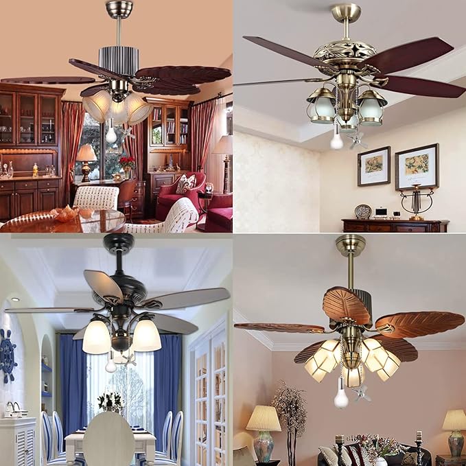 Ceiling Fan Pull Chain, 𝟭𝟮 𝗶𝗻𝗰𝗵 Extra Long with Decorative Frosted Glass Bulb and Fan Cord,Fit All Standard 3mm Diameter Ceiling Fans (White)