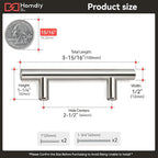 homdiy Cabinet Handles Brushed Nickel Drawer Handles 2-1/2in(64mm) Hole Center Modern Style Round Bar for Kitchen Cabinets 35Pack
