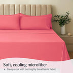 LuxClub 3 PC Sheet Set Bed Sheets Deep Pockets 16" Eco Friendly Wrinkle Free Cooling Machine Washable Hotel Bedding Silky Soft - Vermilion Twin