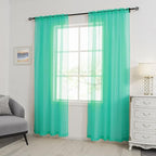 HUTO Turquoise Sheer Window Curtains Panels 52 Inches Wide by 96 Inches Long Rod Pocket Window Sheer Panels Drapes 2 Panels Curtains for Bedroom Living Room Nursery