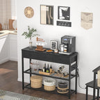Ecopriso 47'' Entryway Table with Outlets and USB Ports, Console Table with 3 Drawers, Sofa Table Narrow Long with Storage Shelves for Living Room, Couch, Hallway, Foyer, Kitchen Counter, Black