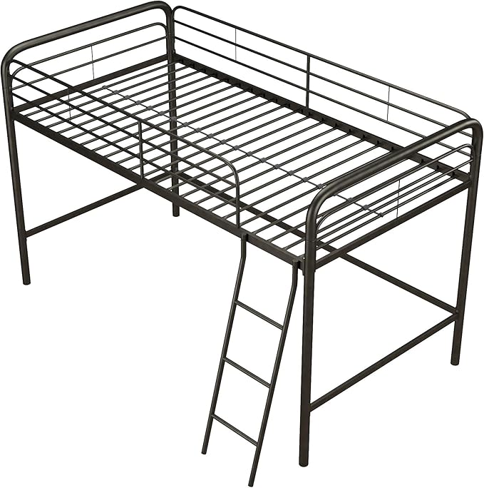 DHP Junior Loft Bed, Space-Saving Metal Frame, Black Finish, Ideal for Younger Children