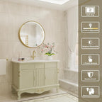 24 Inch Round LED Bathroom Mirror, Gold Metal Framed Lighted Mirror for Bathroom, Wall Mouted LED Vanity Mirror with Lights, 3 Colors and Stepless Dimmable, Anti-Fog, Memory