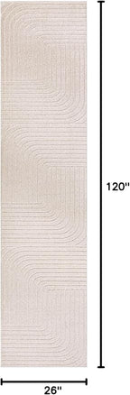 Eyely NCS101A-210 Scandinavian Odense Minimalist Angle Geometric Indoor Rug, Pet Friendly, Non-Shedding, Stain Resistant, Easy-Cleaning, Ivory/Cream, 2 ft. x 10 ft., Indoor/Outdoor, Runner Rug