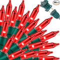 LAMPHOME Super-Bright Extendable RED Christmas Lights Decoration 300 Lights 63.8ft(2pk of 150L) UL Certified Mini Bulb String Lights Set for Outdoor Christmas Tree Garden Holiday Party Patio Decor