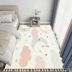 Rug Cute Sky Smiling Sleeping Moon Hearts Stars Clouds Scandinavian Chic Area Rug Washable Hallway Runner Rug Minimalist Home Decor for Living Room Bedroom Nursery Playroom Classroom