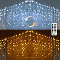 Toodour Christmas Icicle Lights Outdoor, 2 in 1 White & Warm White Color Changing Icicle Lights with 60 Drops, 29.5ft 360 LED Christmas Light Fairy Twinkle Light for Wedding Home Outdoor Xmas Decor