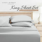 Linen Market Double-Brushed Microfiber King Sheet Set 4 Piece – Oeko-TEX Certified Ultra Soft & Wrinkle-Free - 16" Deep Pocket Sheets - Easy Care King Size - Light Gray