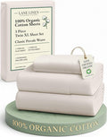 LANE LINEN 100% Organic Cotton Twin XL Sheets Set 3-Piece Pure Percale Soft Bedding Breathable Fits Mattress Upto 15" Deep - Glacier Grey