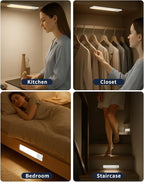 FBY Under Cabinet Lighting, 12 Inch Motion Sensor Light Indoor, 1800mAh USB Rechargeable Closet Light, 3 Color Temperature Operable LED Lights, Can Be Used for Wardrobes, Cabinets, Stairs (3 Pack)