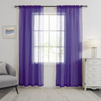 HUTO Purple Sheer Curtains 84 Inches Long Rod Pocket Sheer Drapes for Bedroom Living Room Set of 2 Panels 52 inches Width by 84 inches Length