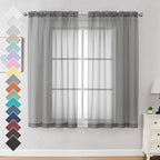 OVZME 2 Panels Sheer Curtains 63 Inches Long Rod Pocket Light Weight Soft Voile Drapes Curtains for Basement Bathroom Bedroom Living Room, Each is 42W x 63L