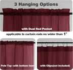 Chyhomenyc Sheer Curtains 36 Inch Length, Short Voile Sheer Window Curtians for Small Window Bathroom Cafe Living Room Farmhouse, 2PCS, 42W x 36L inches, Rod Pocket, Burgundy