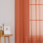 KEQIAOSUOCAI Patio Door Sheer Curtain Panels - Ceiling to Floor Extra Long Voile Drape Curtains Window Treatment for Sliding Glass Door (Burnt Orange,2 Pieces,W 54 x L 95 inches)
