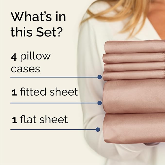 Cal King 6 Piece Sheet Set - Comfy Breathable & Cooling - Ultra-Soft Hotel Luxury Bedding Set with 8-16 Inch Deep Pockets - 1 Flat & 1 Fitted Sheet & 4 Pillowcases - Wrinkle Free & Easy Care - Mauve