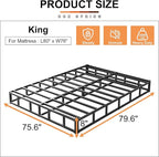 EMODA King Box Spring 8 Inch Heavy Duty Bed Base Metal Mattress Foundation with Fabric Cover, 3000LBS Max Weight Capacity, Noise Free, Easy Assembly