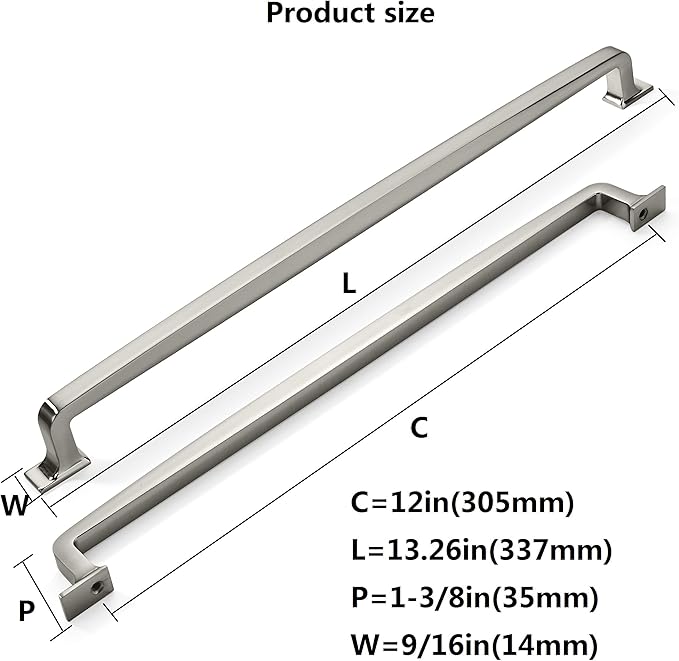 kHTumeWare 6 Pack 12 Inch Cabinet Handles - Brushed Satin Nickel Pulls for Cabinets & Drawer