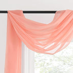 NICETOWN Coral Pink Scarf Voile Sheer Textured for Princess Decor, Lovely Window Topper Decorative Valance for Girls/Daughter's Bedroom, W60 x L216, 1 Pair