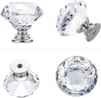Ravinte 10 Pack Crystal Drawer Knobs - Glass Cabinet Knobs, Diamond Shaped, 30 mm with Silver Base