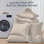 HEVUMYI Beige Tan Full Comforter Set - 7-Piece All Season Bed in a Bag Full, Ultra Soft Bedding Set with Comforter, Flat Sheet, Fitted Sheet, Pillowcases, Pillow Shams, Beige Tan