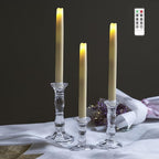 3Pack Glass Candle Stick Holders - Clear Crystal Taper Candles Holder– Table Centerpieces for Buring Candles, Led Taper Candle,Party and Wedding Decoration(4,6,8inches Tall)
