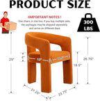 Modern Barrel Dining Chair, Velvet Upholstered Accent Side Chair with Arms Comfy Makeup Vanity Chair, Dining Living Room Kitchen Chair, Orange