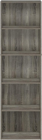 Furinno LUDER Book Shelf, 5-Tier Bookshelf, Bookcase, 9.4" x 15.8" x 52", for Living Room, Bedroom, Home Office, French Oak