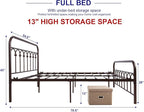 TUSEER Metal Bed Frame Full Size with Vintage Headboard and Footboard Platform Base Wrought Iron Double Bed Frame (Antique Brown,Full).