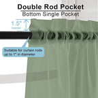 OWENIE Sage Green Sheer Curtains 96 Inches Long 2 Panels Set, Elegant Sheer Curtains for Bedroom Living Room, 2Pcs Each 42" W x 96" L,Total Wide 84 Inch, Sage Green