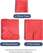 Twin XL Size 3 Piece Sheet Set - Comfy Breathable & Cooling Bed Sheets Set - Hotel Luxury Bedding for Women, Men, Kids, Teens, Boys & Girls - Deep Pockets, Ultra-Soft, Wrinkle Free - Oeko-Tex - Red