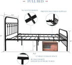 YALAXON Vintage Sturdy Full Size Metal Bed Frame Basic with Headboard and Footboard,No Box Spring Needed,Under Bed Storage (Full,Black)