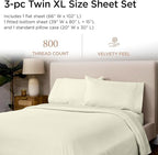 Threadmill Luxury 800 Thread Count 100% Cotton Sheets - Sateen Weave Twin XL Bed-Sheets, Better Than Egyptian Cotton,3 Pc Solid Soft Bedding Set (Ivory), Fits 15" Deep Pocket