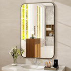 HARRITPURE Rectangular Bathroom Mirror 48''x30'' Black Bathroom Wall Mirror Aluminum Frame Wall-Mounted Mirrors for Entryway Bedroom Living Room