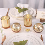 20 Pcs Assorted Gold Votive Candle Holders Bulk, Larger Size Mercury Glass Votives with Round Candle Holder for Wedding Decorations, Tealight Candle Holder for Gold Party Table Centerpieces