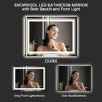 LED Bathroom Mirror, 55"X36" with Front and Backlit, Anti-Fog, Large Bathroom Vanity Mirror for Wall, Memory Function, Stepless Dimmable, Tempered Glass (Horizontal/Vertical)
