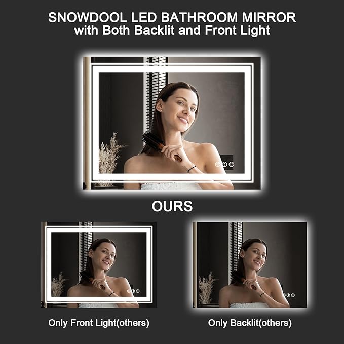 LED Bathroom Mirror, 84"x40" with Front and Backlit, Anti-Fog, Large Bathroom Vanity Mirror for Wall, Memory Function, Stepless Dimmable, Tempered Glass (Horizontal/Vertical)