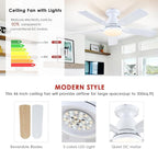 Ceiling Fans-46Inch Low Profile Indoor Ceiling Fan with Light and Remote/APP Control, Dimmable tri-Color temperatures LED,Quiet Reversible Motor,5 Blades Modern Ceiling Fans for Indoor