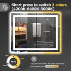 40X32 LED Bathroom Mirror with Lights, Anti-Fog, Dimmable, Backlit + Front Lit, Smart Bathroom Vanity Mirror, Memory Function, Shatterproof, Tempered Glass (Horizontal/Vertical)
