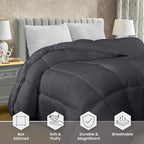 Utopia Bedding Comforter Duvet Insert, Quilted Comforter with Corner Tabs, Box Stitched Down Alternative Comforters Twin Size (Grey)