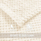 Exclusivo Mezcla Fleece Bed Blanket Queen Size, Super Soft and Warm Blankets for Couch, Sofa and Bed Waffle Textured, Cozy, Fuzzy and Lightweight (Ivory, 90x90 Inches)