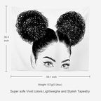 Batmerry Black Woman Afro American Tapestry, Black Woman with Shirt Graphic Tee Visit Hair Afro Girl Picnic Mat Beach Towel Wall Art Decoration for Bedroom Living Room, 39.4 x 59.1 Inches, Black