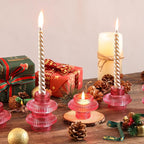 Pink Candlestick Holders Set of 10, Pink Glass Candle Holders for Pillar Candles, Taper Candle and Tealight Candles, Taper Candle Holders for Wedding, Table Centerpiece