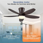 36IN Ceiling Fans with Light and Remote/APP Control, 5-Blade Reversible Motor Ceiling Fan, 3-Color Dimmable Lighting, All-Brown Finish
