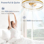 LEDIARY 22" Modern Ceiling Fans with Lights and Remote, Dimmable Low Profile Ceiling Fan, Flush Mount Fan, Stepless Color Temperature Change and 6 Speeds - Gold